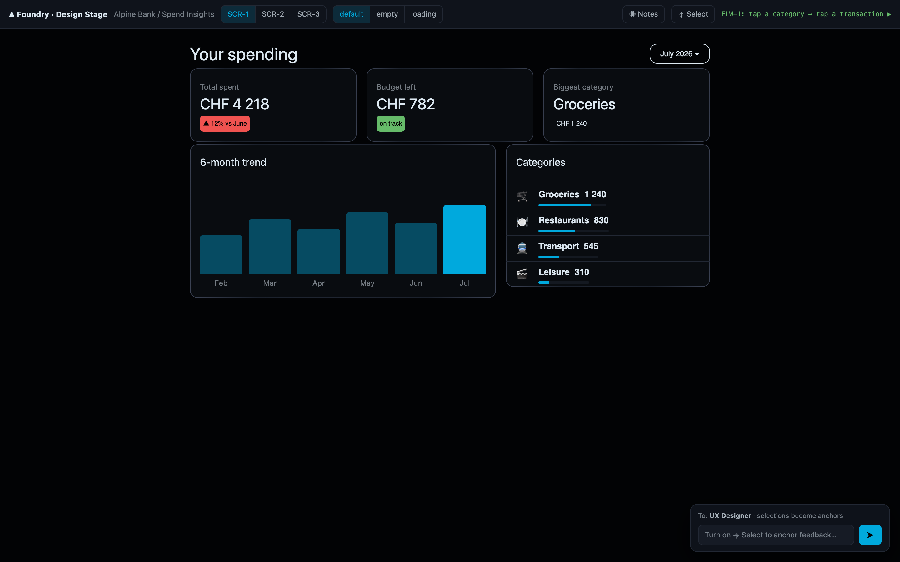 A rendered HTML prototype built through the mock-kit, styled with the product's actual design system