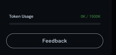 Token usage counter in the Swisper sidebar showing 0K / 1500K usage with a progress bar